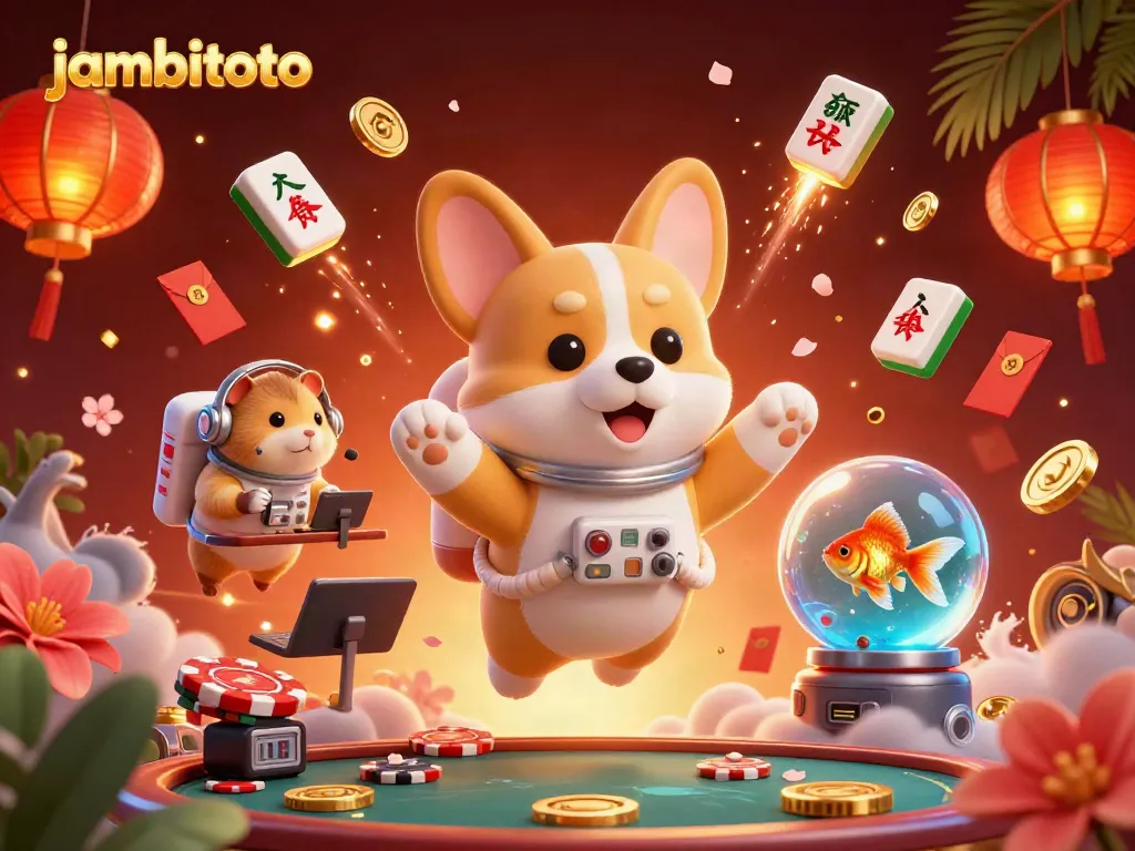 Experience the thrill of jambitoto with a lively casino scene in space, showcasing excitement and adventure.