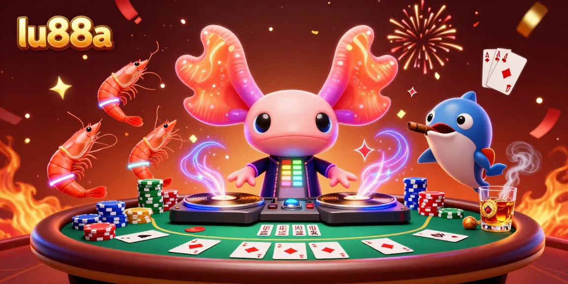Experience exhilarating gaming with lu88a's vibrant casino scene featuring dynamic characters and poker elements.