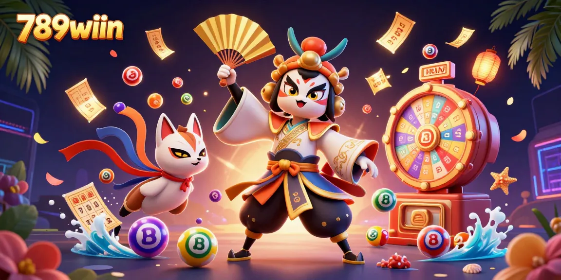 Experience the excitement of 789wiin with vibrant casino-themed characters and elements in dynamic action.