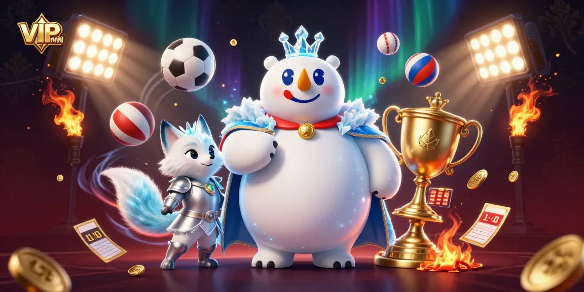 Experience thrilling sports betting with VIPWIN's dynamic gaming scene featuring an ice king and silver fox