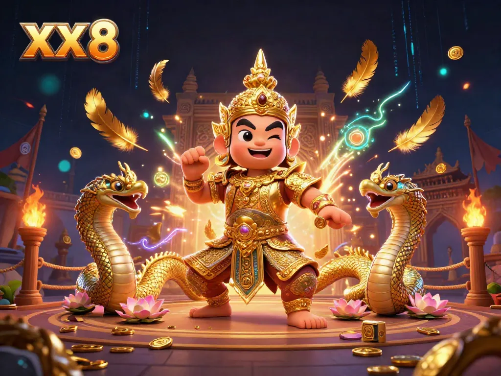 Engage with the vibrant XX 8 online casino, featuring dynamic Thai guardian and gaming elements.