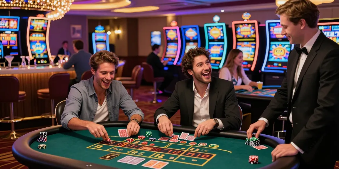 Exciting gameplay at the 123b casino with friends celebrating a win at the roulette table amidst a vibrant crowd.