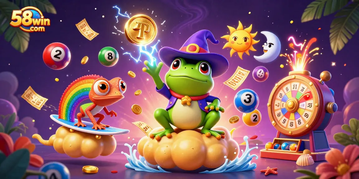 Experience thrilling fun at 58win com, where a wizard frog creates a golden coin storm!