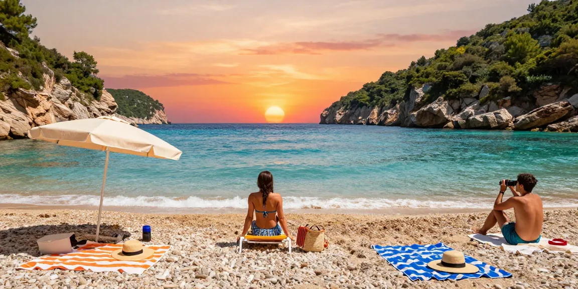 Kaputas Beach paradise with turquoise waters and cliffs during sunset, traveler enjoying the serene atmosphere.