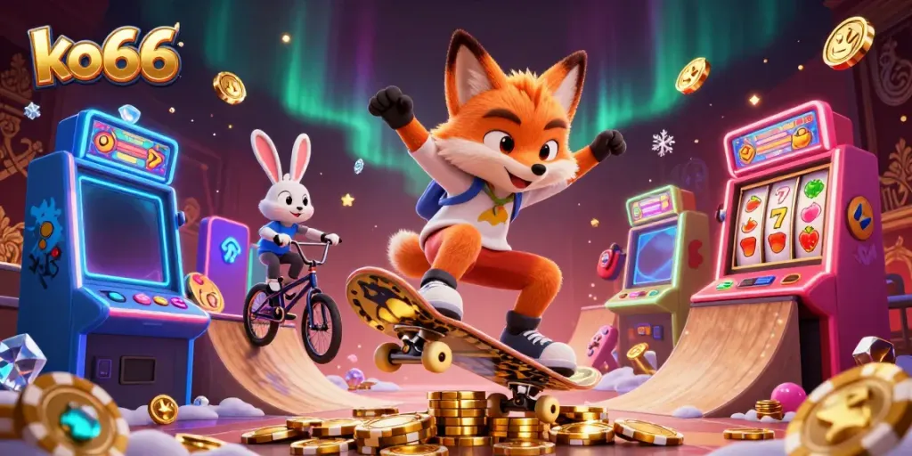 Engage with the exciting world of ko66, featuring vibrant characters and captivating casino elements.
