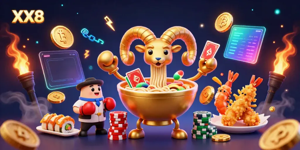Engage in thrilling casino experiences at XX8 with a vibrant 3D cartoon gaming scene