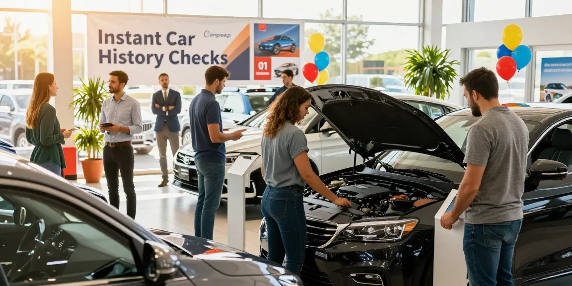 Check a car's history in seconds with Carpeep's seamless car check UK service at a lively dealership.