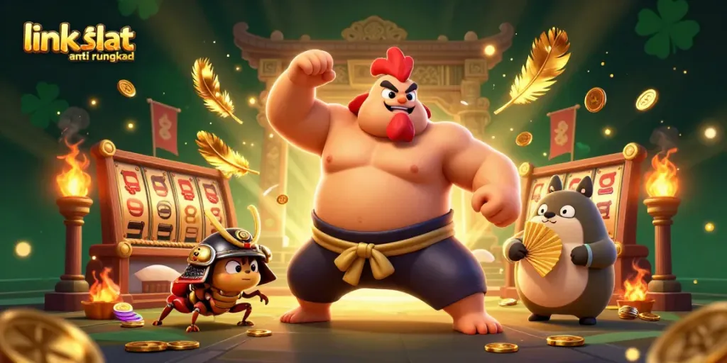 Join the action with link daftar slot anti rungkad in this vibrant 3D casino scene filled with slot reel excitement.