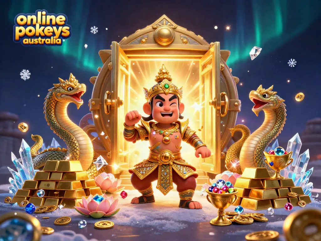 Play dynamic online pokies in Australia surrounded by treasures and guardian characters.