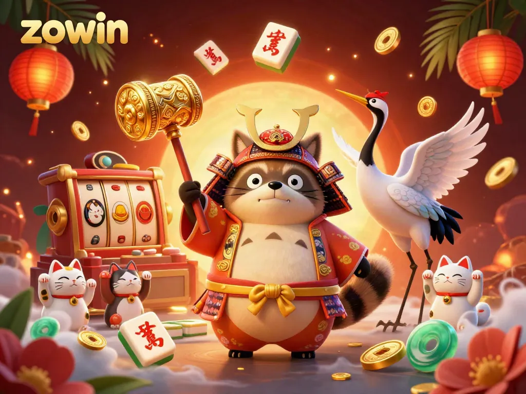 Zowin brings luck and fortune with vibrant 3D characters and casino elements in a lively festival scene.