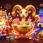 Experience the action at 8XBET with vibrant gaming elements and dynamic characters in this 3D illustration.
