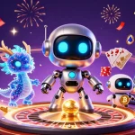 Engage with 68vip in a vibrant casino scene featuring futuristic characters and thrilling game elements.
