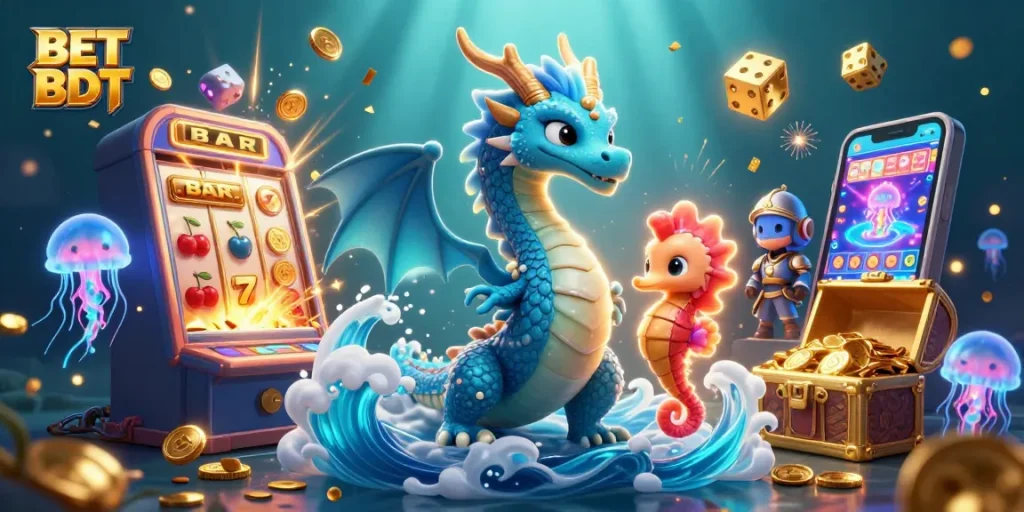Experience thrilling wins with BET BDT's vibrant casino scene featuring dragons and jackpots.