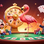Engage in exciting gameplay with KJC's vibrant 3D casino scene featuring a prize wheel.