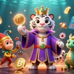 Engage in thrilling gameplay at casino bj88, featuring a dynamic scene with characters and crypto elements.