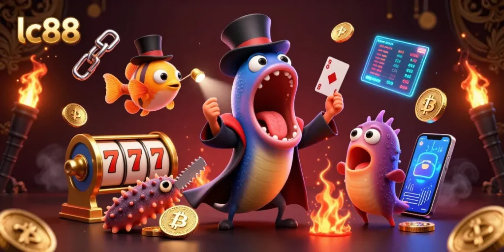 Experience thrilling gaming at lc88 with innovative card tricks by an eel and sparkling cryptocurrency.