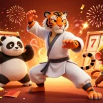 Engage in thrilling casino action with k88's vibrant 3D scene of luck, winning, and excitement.