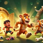 Experience thrilling adventures at k88 casino with our dynamic prehistoric gaming scene depicting rich treasures.