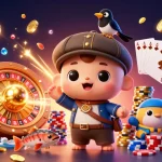 Win big at sc88 with this vibrant casino scene illustrating fun characters and dynamic game elements.