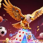 Engage in thrilling gameplay at man88 with a dynamic 3D scene of casino excitement including sports and betting elements.
