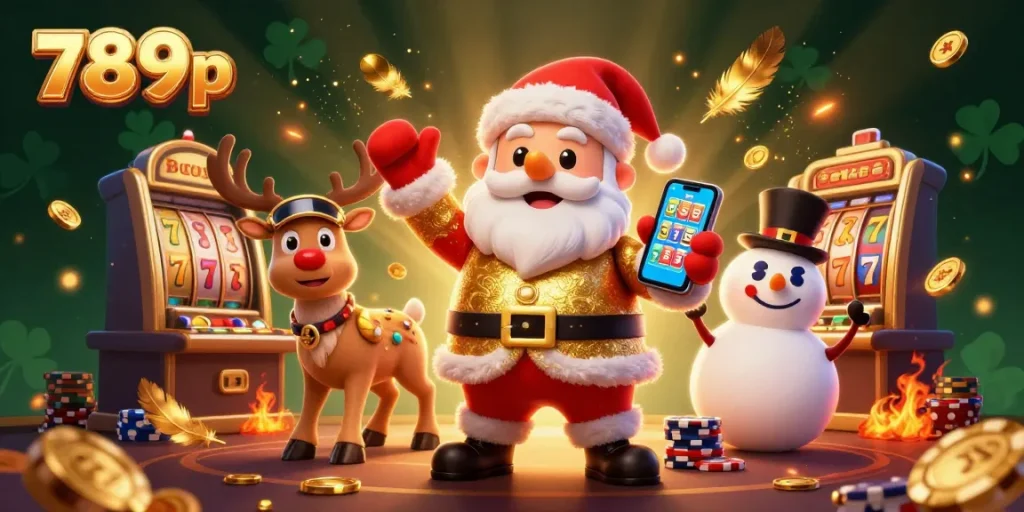 Win big with 789p as Santa Claus spins jackpot slots surrounded by festive casino fun.