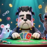 Engage in thrilling 7M casino action with a vibrant scene of quirky characters and glowing crypto elements.