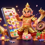 Win big with Go88 in this vibrant 3D gaming scene filled with casino action and excitement.