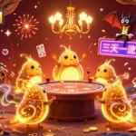 Join the fun at ax88a where glowworms illuminate the casino with their golden tails amidst treasures and gaming excitement.