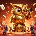 Experience excitement with haywin's unique 3D casino scene showcasing a golden owl overseeing lively gameplay.