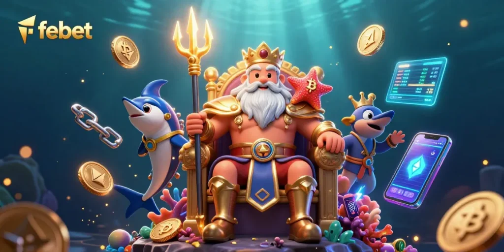 Engage with febet's thrilling underwater casino experience featuring Neptune and treasures.