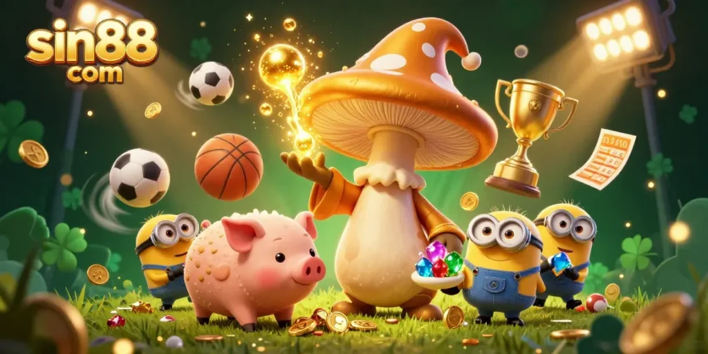 Experience thrilling bets at sin88 com while witnessing a magical gold transformation in a vibrant casino scene.