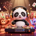 Grafik menarik bermain idn poker daftar dengan kombinasi karakter lucu dan elemen kasino penuh warna.