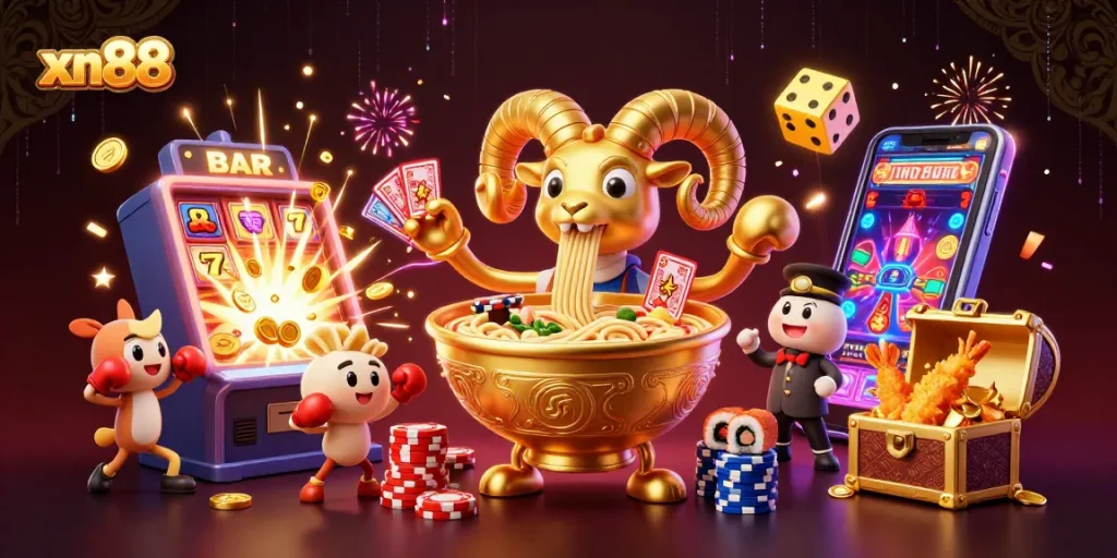 Experience the excitement at xn88 with vibrant casino characters and thrilling game elements.