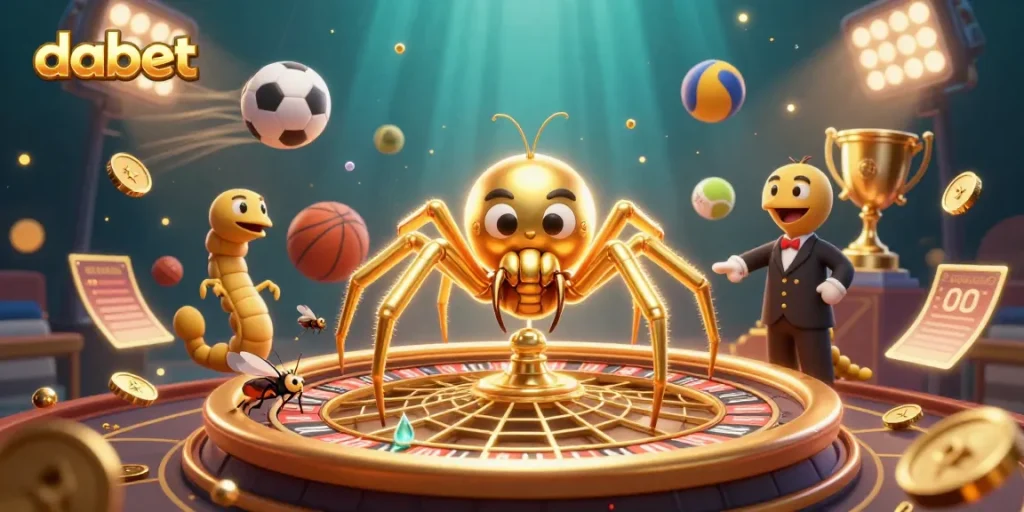 Engage with dabet's thrilling betting experience through this vibrant 3D casino scene.