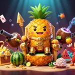 Engage in hi88 đăng nhập at a vibrant beach casino scene featuring a golden pineapple king and dynamic game elements.