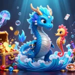 Immerse in the 888vi gaming adventure with vibrant underwater characters and treasures.