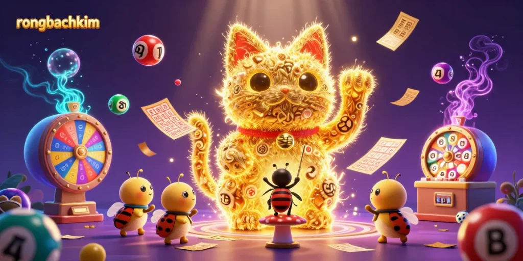 Engage with the exciting world of lottery gaming at rongbachkim with a vibrant and colorful scene.