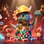 Experience winning moments at NK888 with a vibrant 3D casino celebration scene.