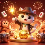Experience the thrill of 6623 with a cat explorer discovering treasures amidst festive decorations.