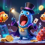 Win88 showcases a vibrant 3D casino scene with a bioluminescent eel and magical elements in action.
