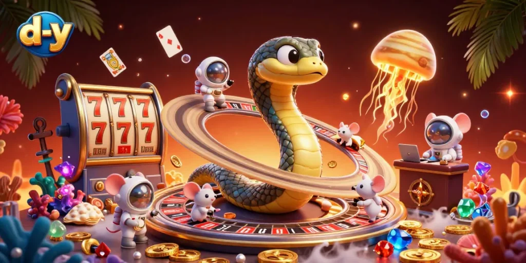 Experience thrilling slots at d-y with a celestial twist as astronauts bet on roulette rings.