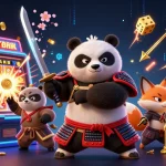 Engage in exciting gameplay at cm88 with a dynamic scene featuring a samurai panda, ninja fox, and golden rewards.