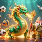 Experience excitement with dabet1 in a vibrant sports-themed 3D casino scene.