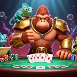 Experience the thrill of Sunwin gaming with exciting characters at a vibrant poker table.