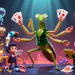 Play slots at bl555 with vibrant 3D cartoon characters dealing cards and jackpot elements.