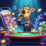 Experience thrilling gaming action at QS88 with a high-roller giraffe enjoying elite poker.