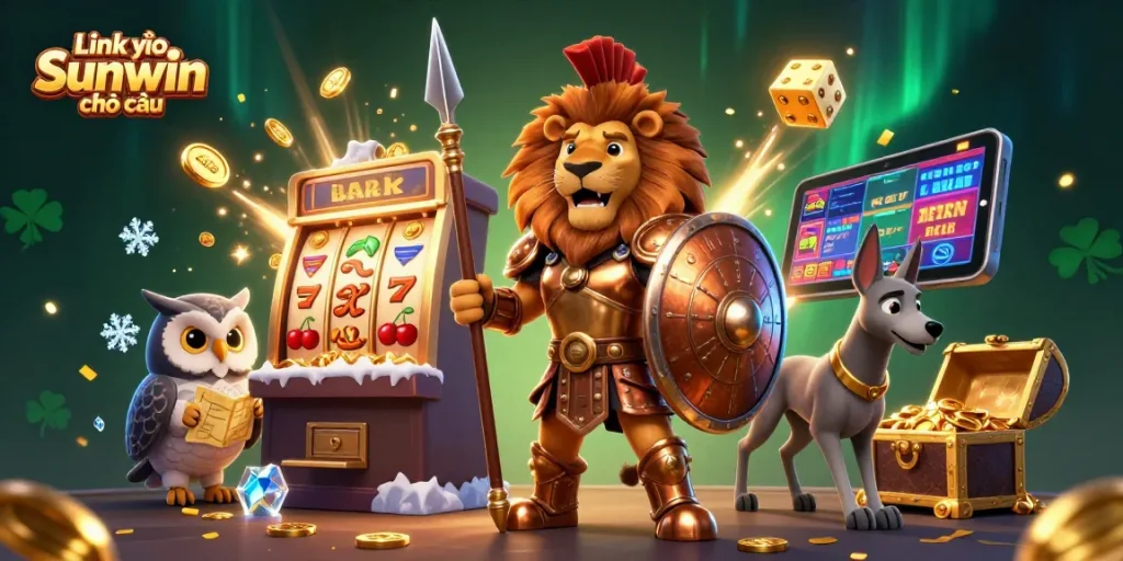 Experience the excitement of Link vào Sunwin chính thức with immersive casino elements and dynamic characters in a vibrant scene.