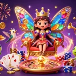 Spin to win at go88 in this vibrant 3D casino scene featuring games and festive elements.