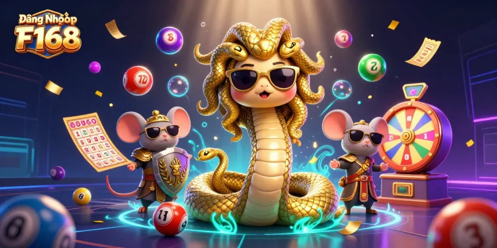 Join Đăng Nhập F168 for thrilling lottery games and celebrations surrounded by colorful balls and prizes