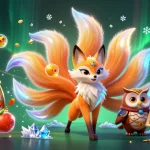 Winning big at nhà cái SX88 with a colorful 3D illustration of a nine-tailed fox and casino elements.